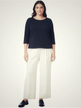 Anthropologie W5 Debby versatile navy blue Polka Dot Jacquard Sweater top